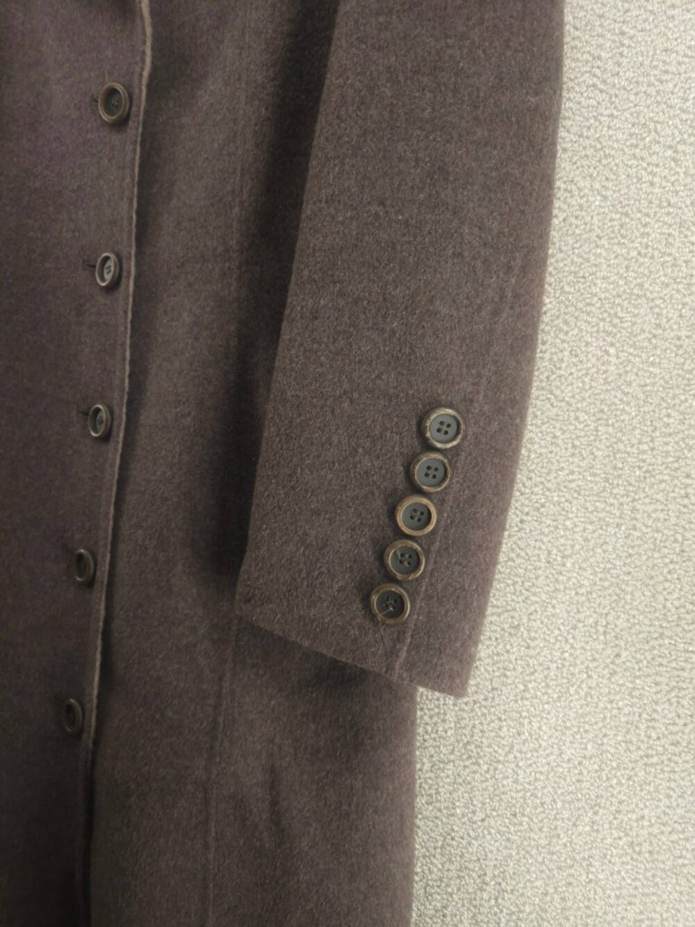 Wool Blend Coat, Color Block Collar, Tailored, Korean-Made - Picture 5 of 11